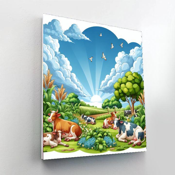 Cow Pastoral Bliss Paint By Numbers