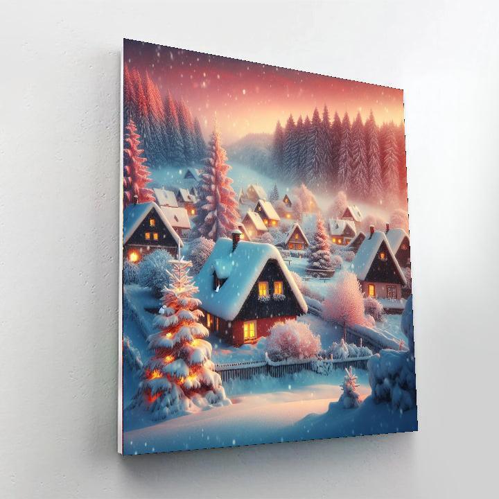Charming Snowy Landscape Numbered Painting Kits
