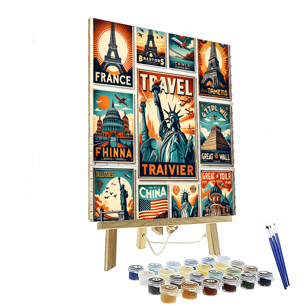 Vintage Travel Posters Collection - DIY Painting By Numbers Kit