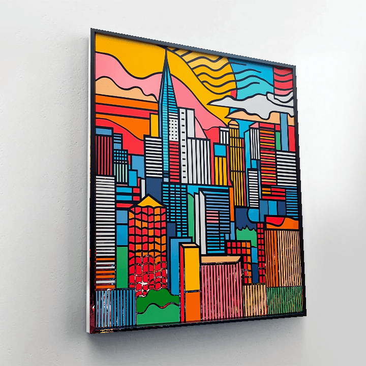 Roy Lichtenstein Inspired Cityscape Vibes  Paint By Color