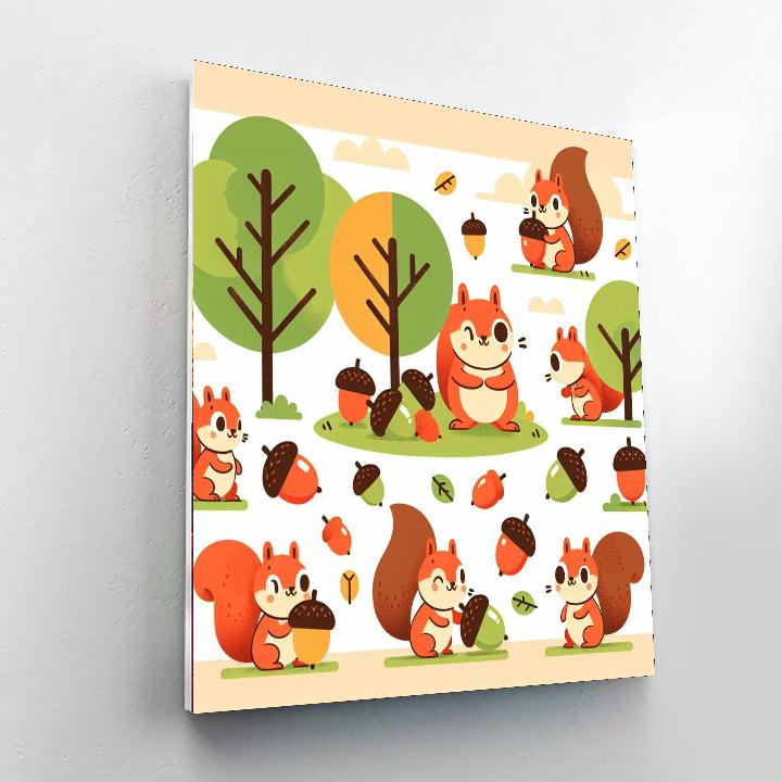 Silly Squirrels And Acorns Painting By Numbers Kit