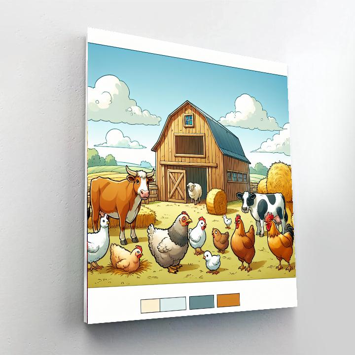 Cozy Farmyard Gathering Paint By Numbers Art
