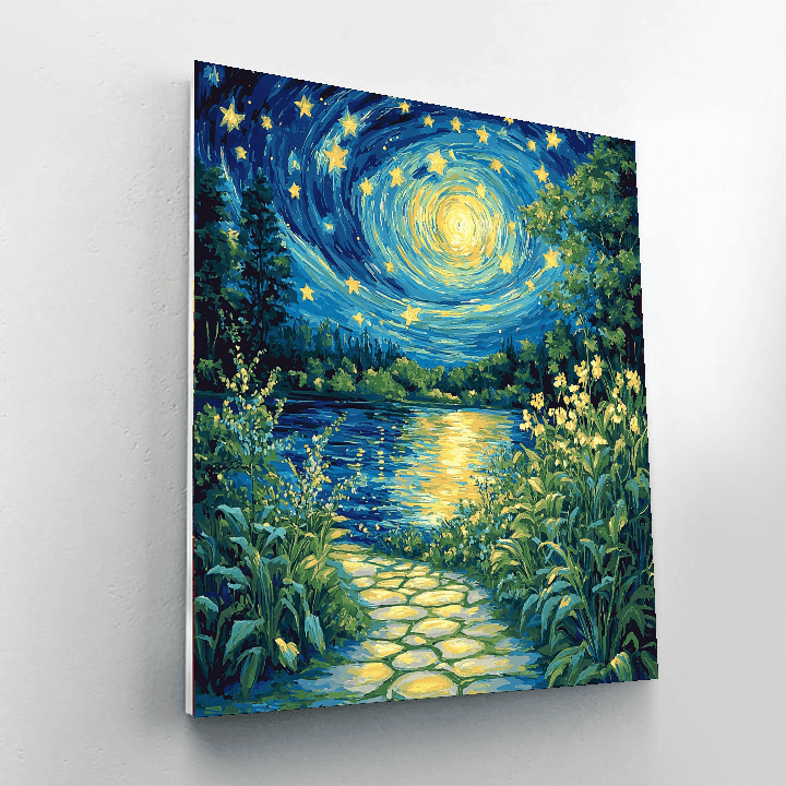 Vincent Van Gogh Inspired Starry Night Over The Garden  Paint By Numbers Art