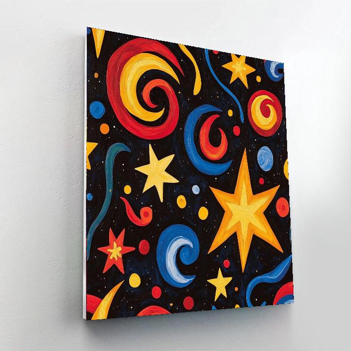 Joan Miró Inspired Whimsical Galaxy  Painting Number Kit