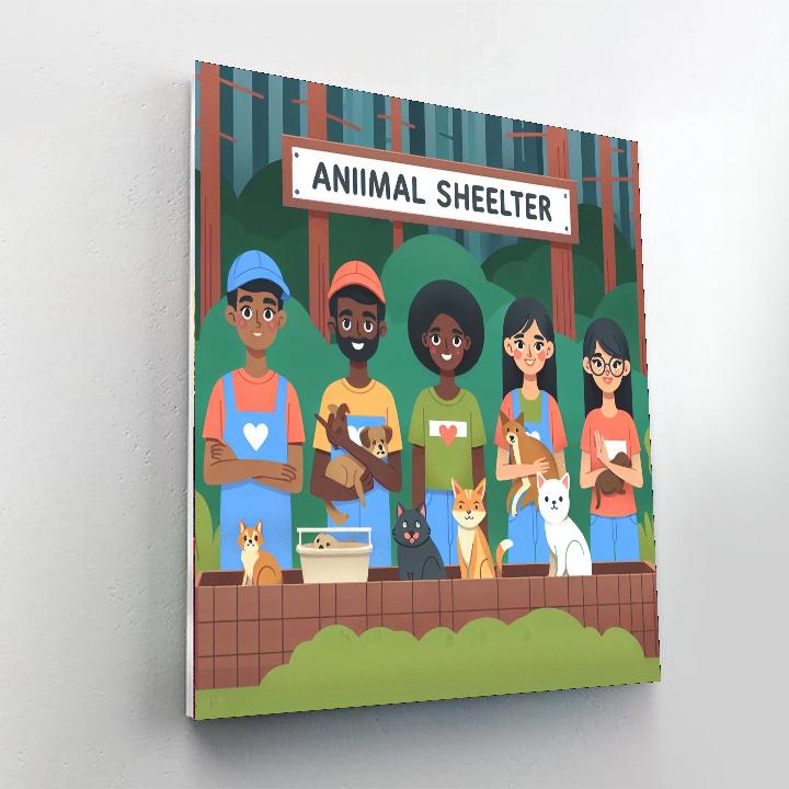 Caring Forest Animal Shelter Painting Number Kit