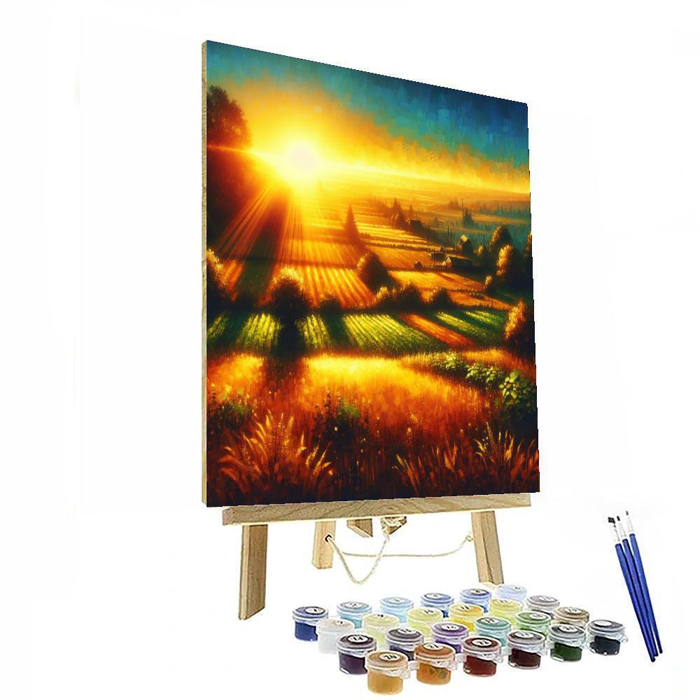 Golden Hour Fields Paint By Numbers Art