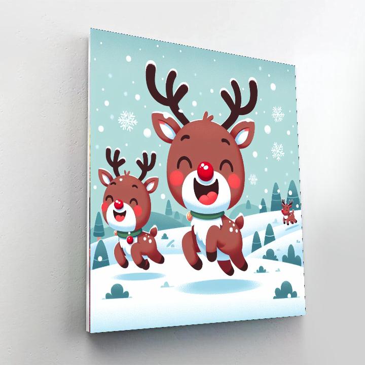 Merry Reindeer Games Numbered Painting Kits