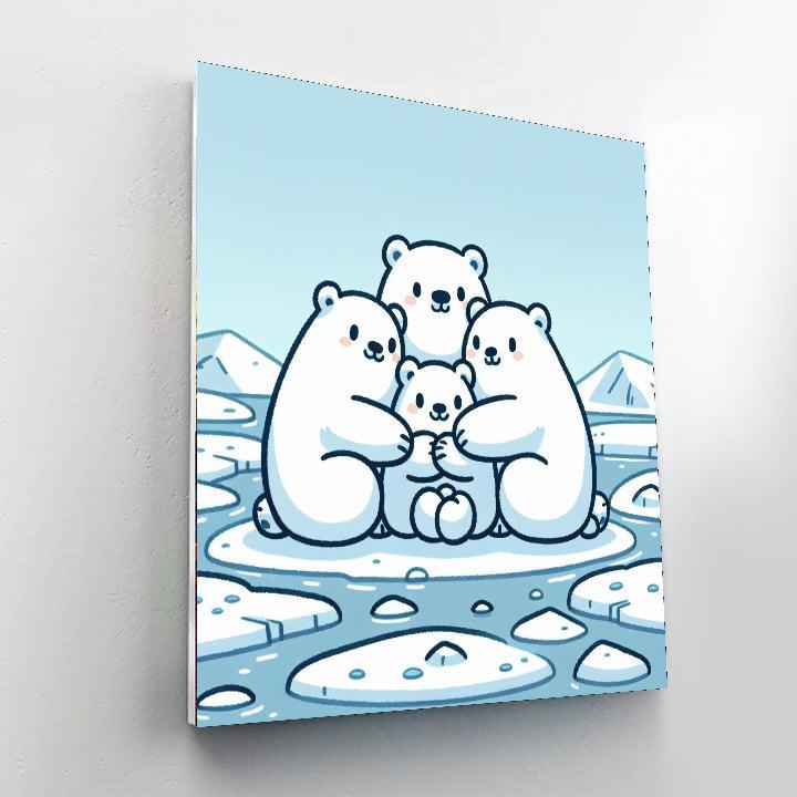 Cuddly Polar Bear Family Paint By Number