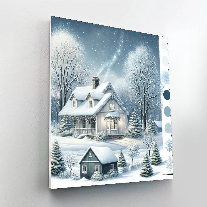 Winter Cottage Harmony Painting Number Kit