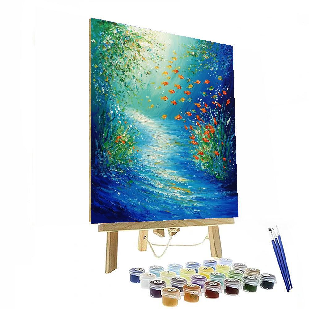 Claude Monet Inspired Enchanting Underwater Scene  Paint By Numbers Kits
