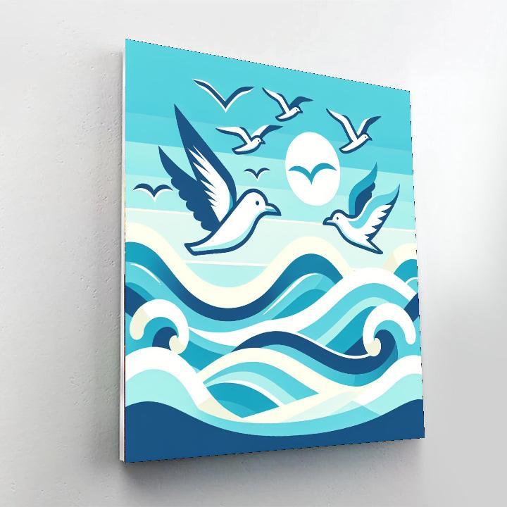 Spirited Seagulls Paint By Numbers Art