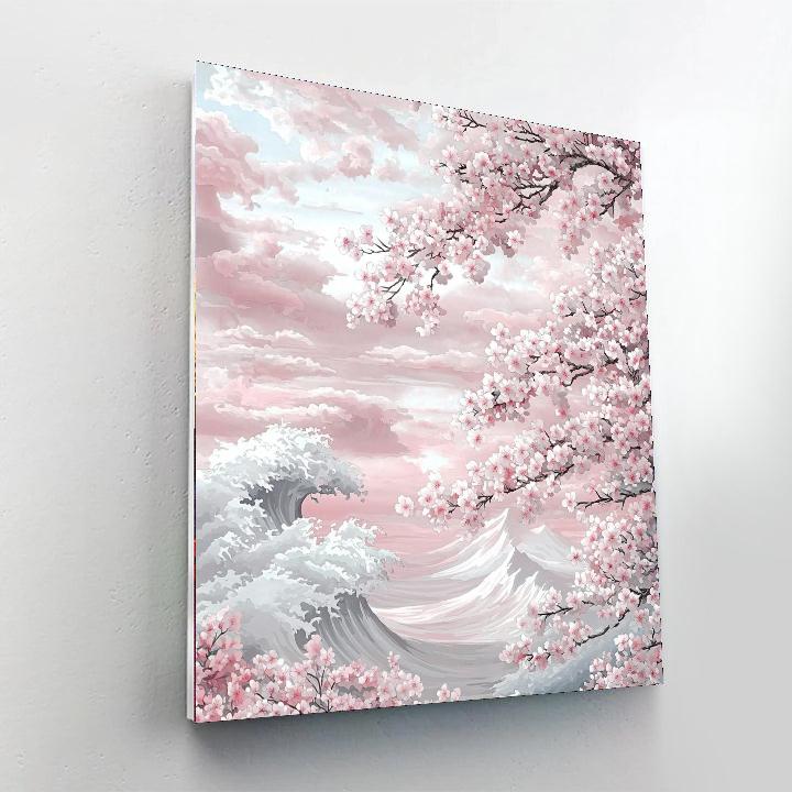 Hokusai Inspired Japanese Cherry Blossoms  Paint By Numbers