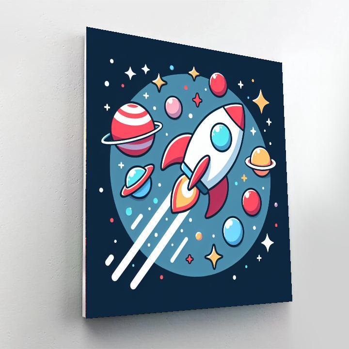 Space Adventure Rocket Paint By Numbers Art