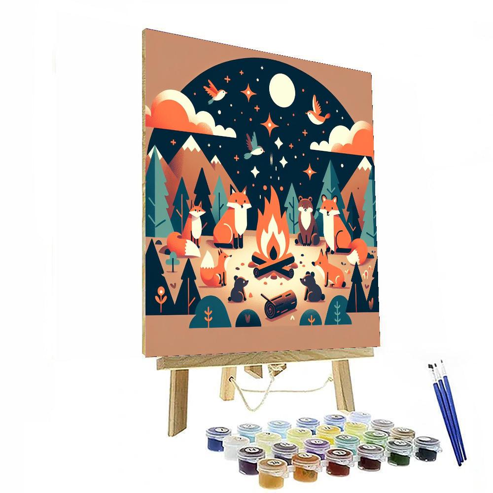 Cozy Woodland Campfire Paint By Numbers Art