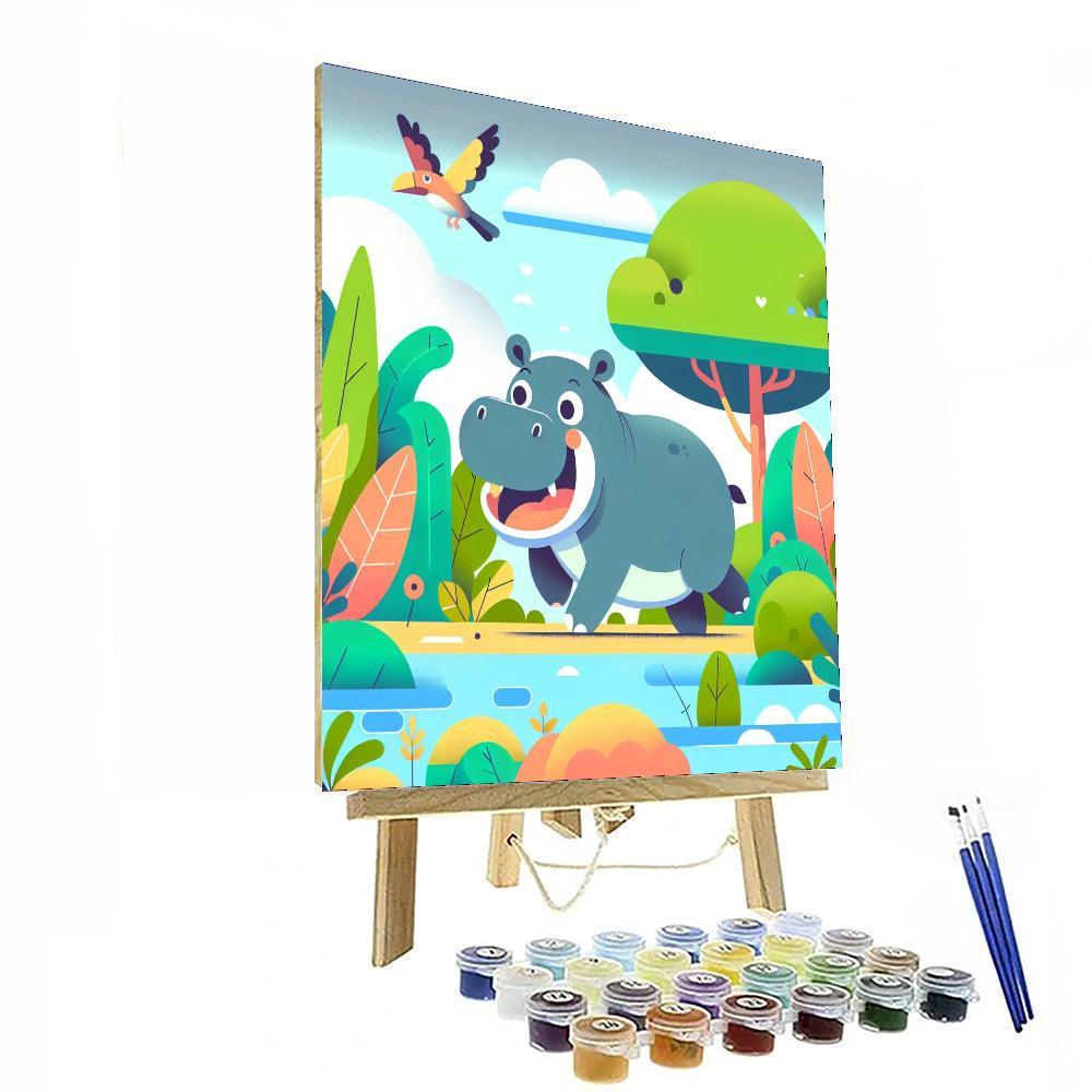 Happy Hippo's Day Out Number Painting