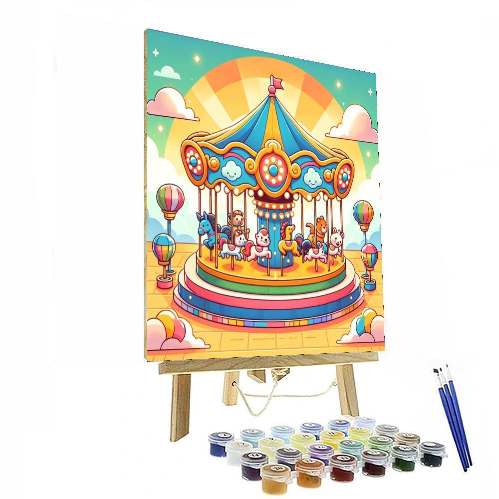 Sunny Rainbow Carousel Paint By Numbers Kits