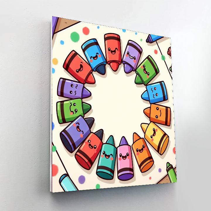 Happy Colorful Crayons Painting By Numbers Kit