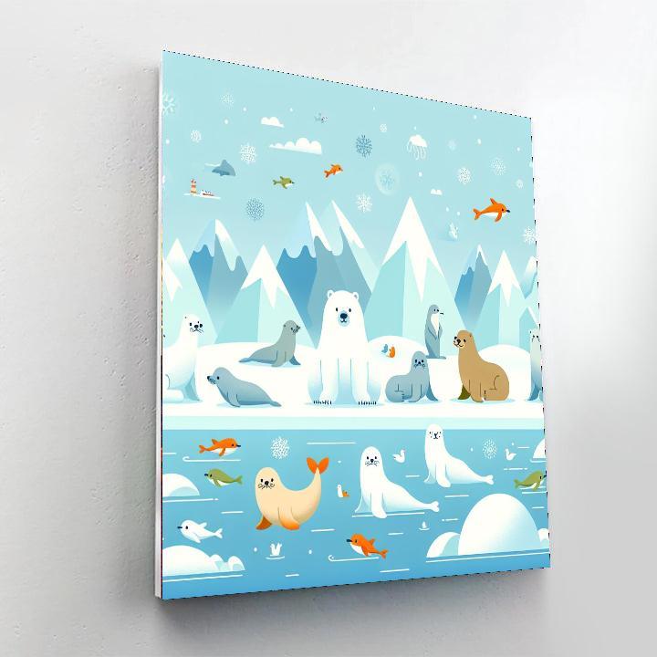 Cheerful Arctic Animals Painting Number Kit