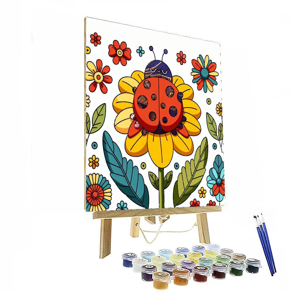 Charming Ladybug Landing Paint By Color