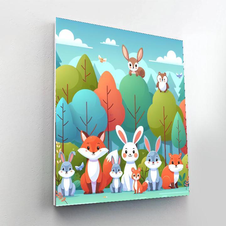 Friendly Woodland Critters Number Painting