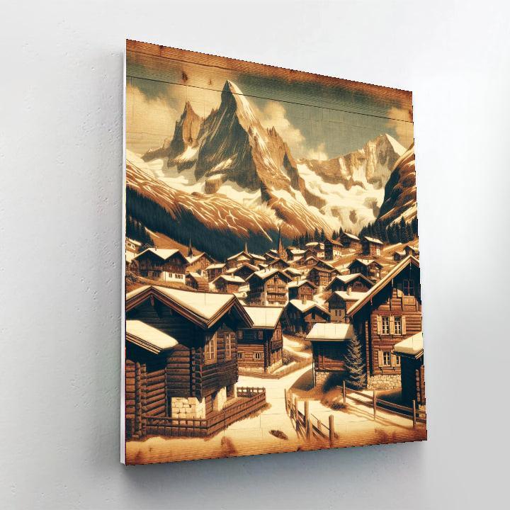 Mountain Village Retreat Painting By Numbers Kit