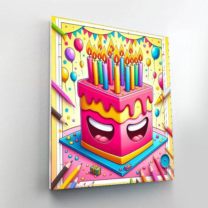 Silly Birthday Cake DIY Paint By Numbers