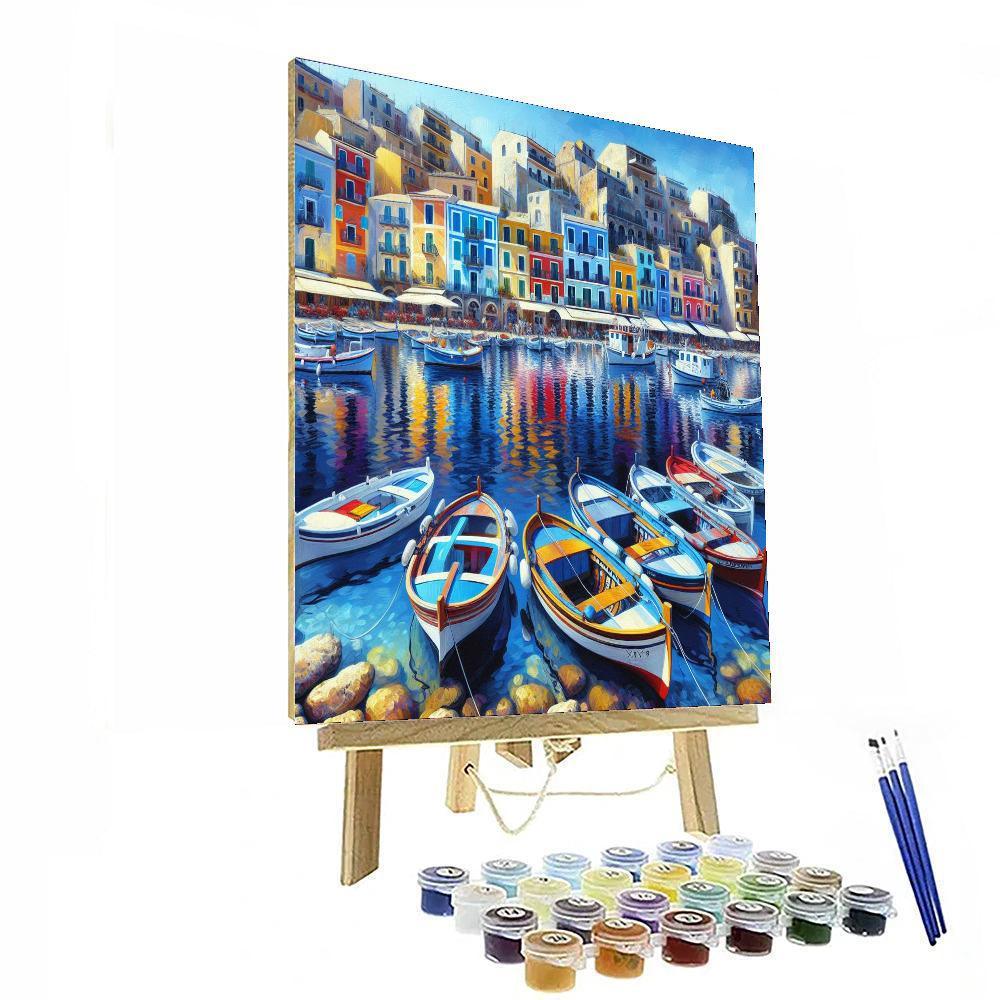 Colorful Mediterranean Harbor DIY Paint By Numbers