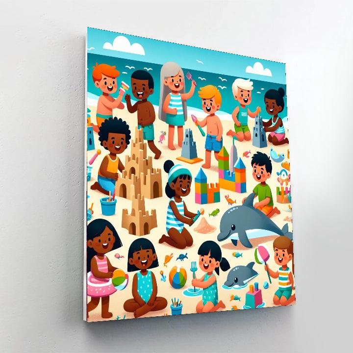 Sunny Beach Playtime Paint By Numbers Art