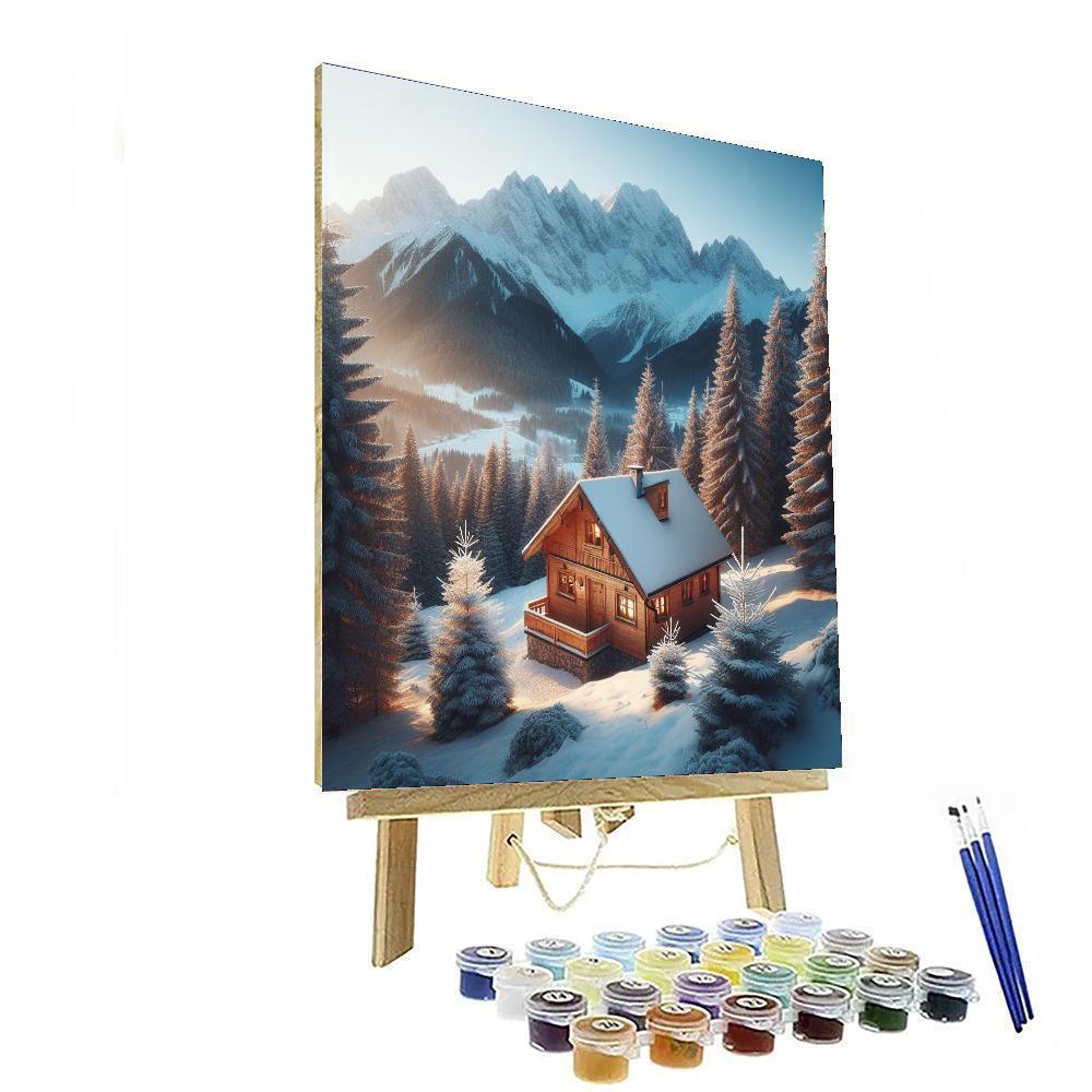 Mountain Cabin Serenity Painting By Numbers Kit