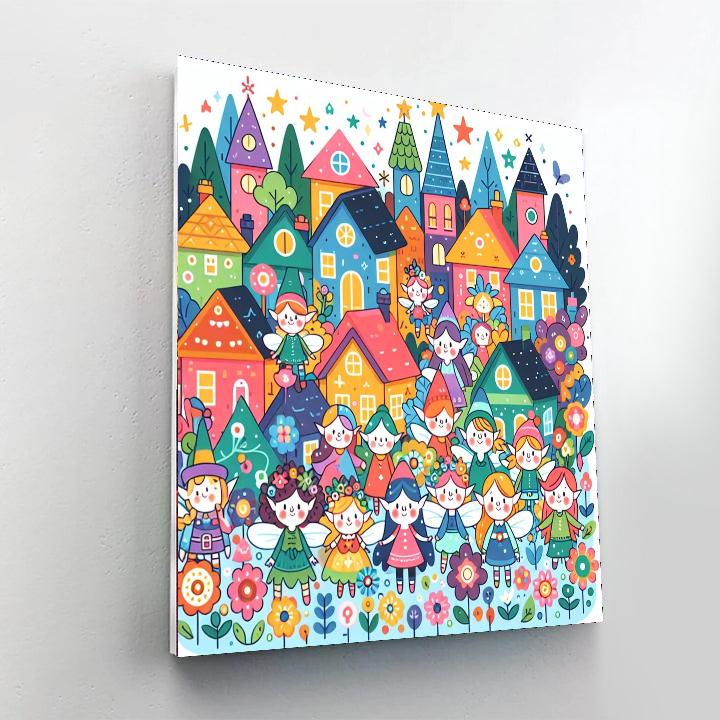 Fantastic Fairy Tale Village Paint By Numbers Art