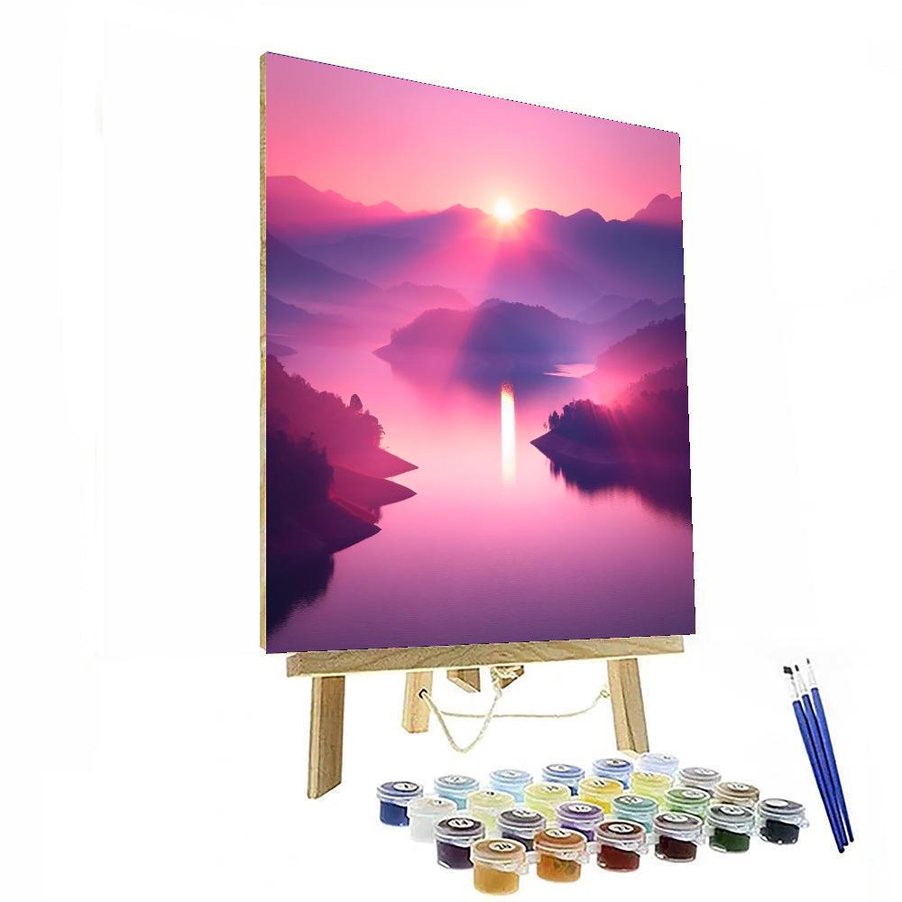 Peaceful Lakeside Sunrise Numbered Painting Kits