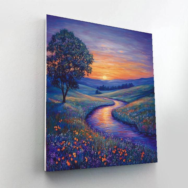 Claude Monet Inspired Dusk Over The Valley  Numbered Painting Kits