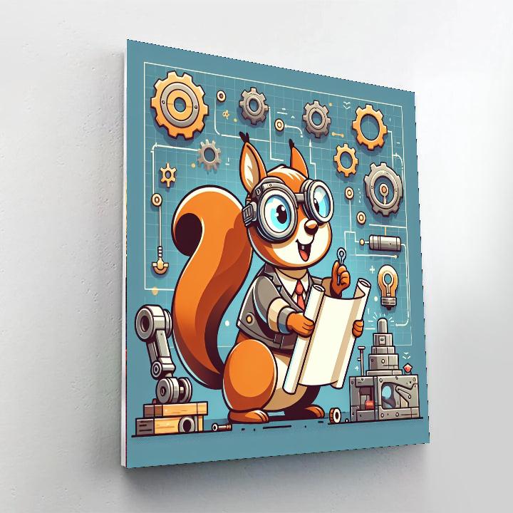 Inventor Squirrel Number Painting