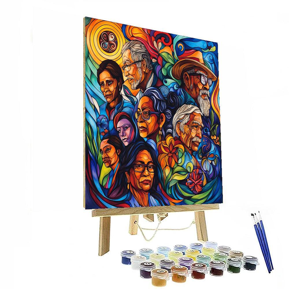 Diego Rivera Inspired Cultural Mosaic Harmony  Painting Number Kit
