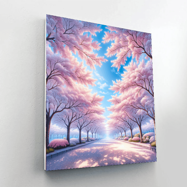 Radiant Cherry Blossom Lane Painting Number Kit