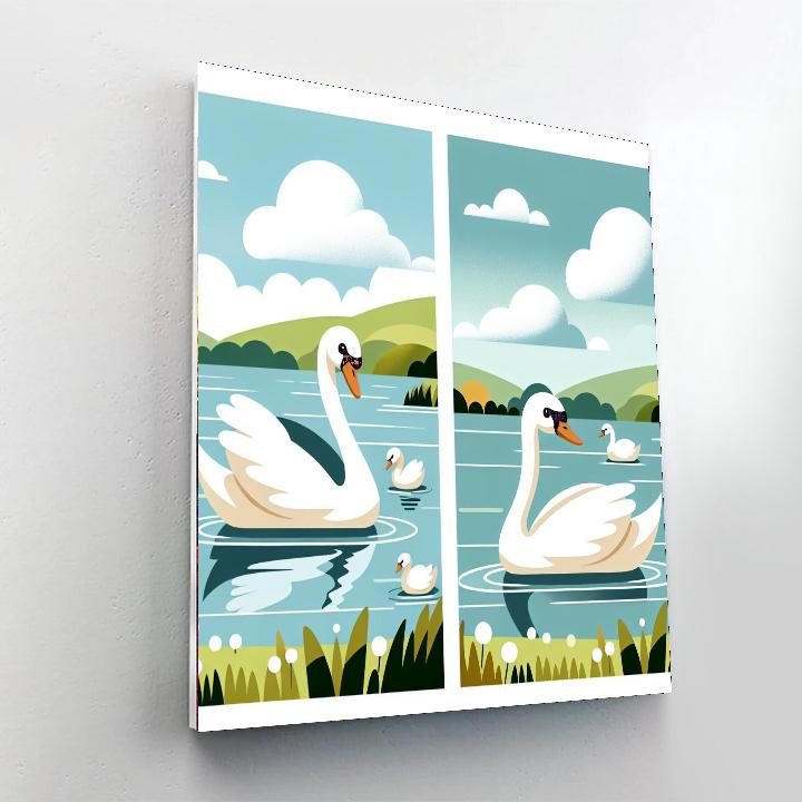 Serene Swans On The Lake Painting Number Kit