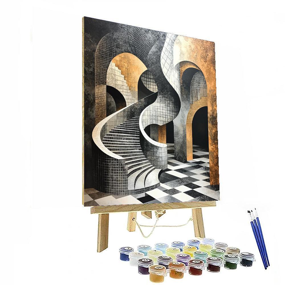 M.C. Escher Inspired Mathematical Harmony  Paint By Number