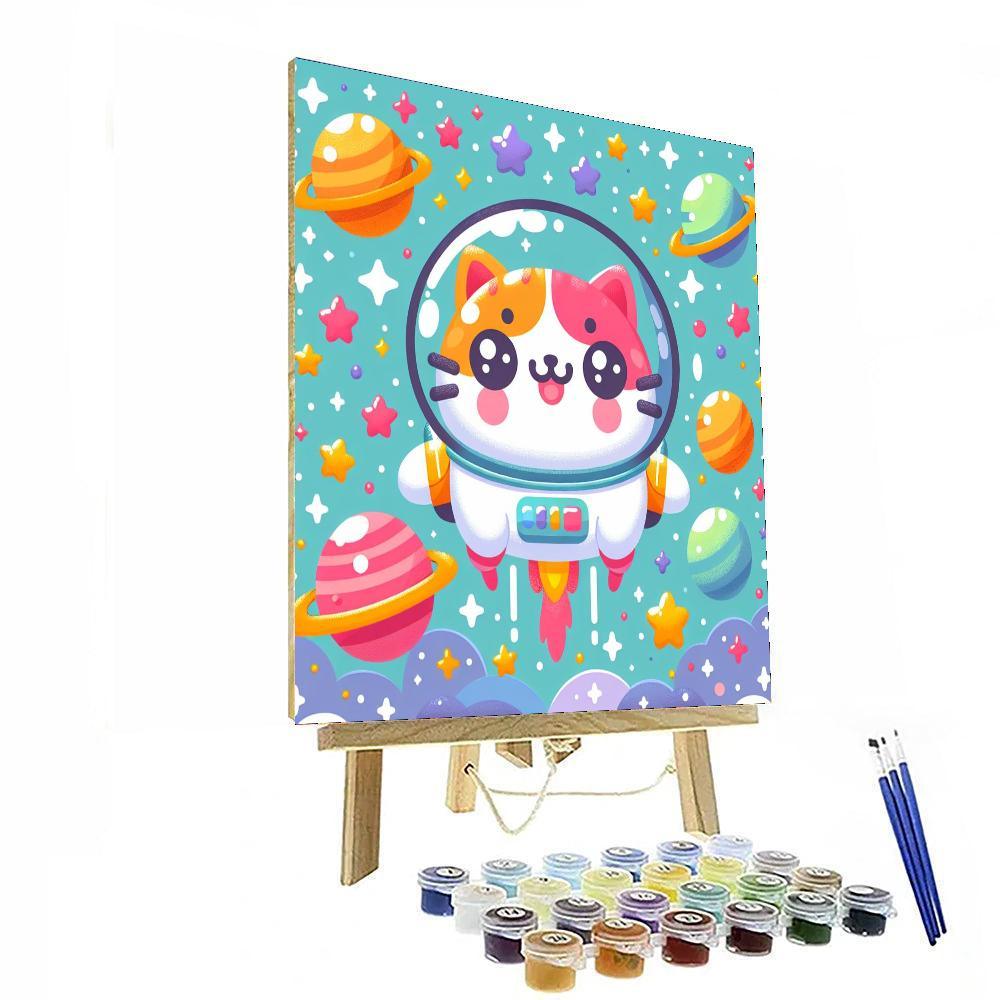 Funky Space Explorer Cat Numbered Painting Kits