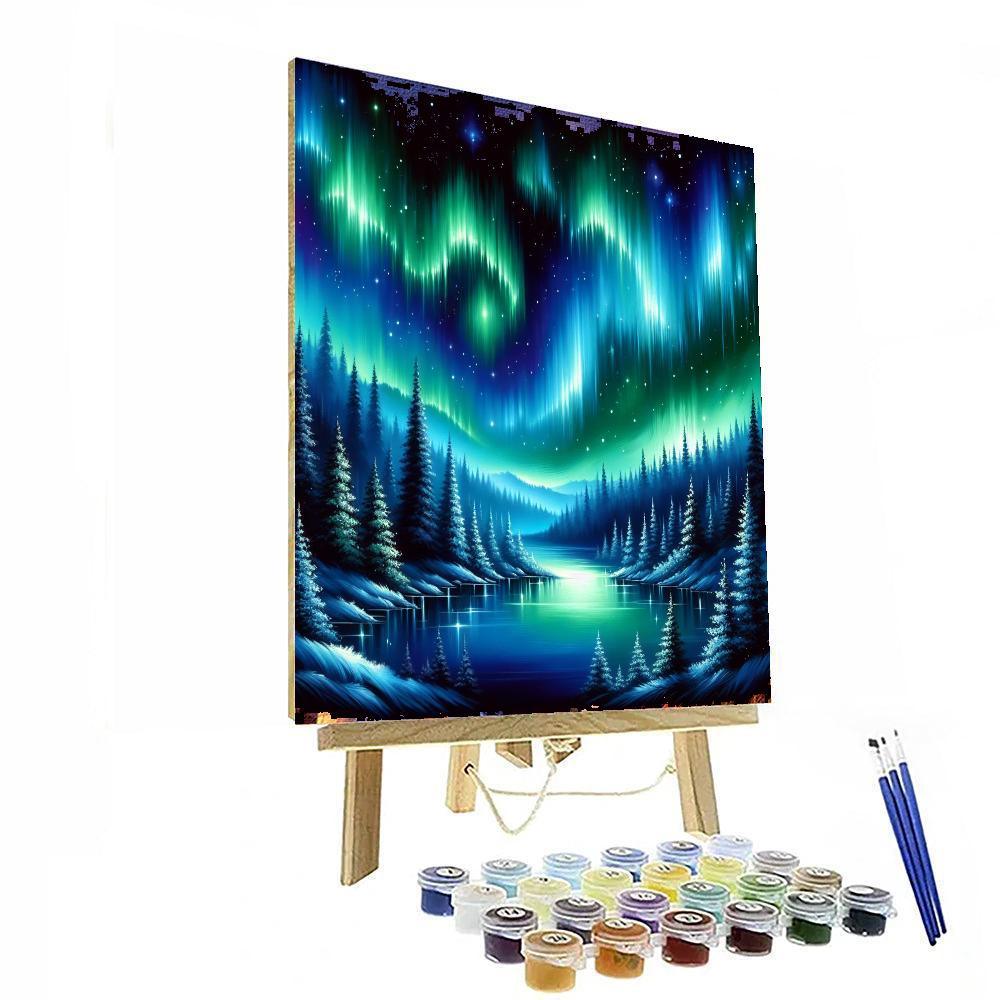 Celestial Aurora Forest Paint By Numbers Art