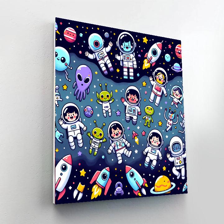 Bubbly Space Adventure Painting Number Kit