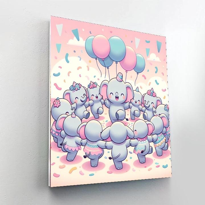 Dancing Elephants Number Painting