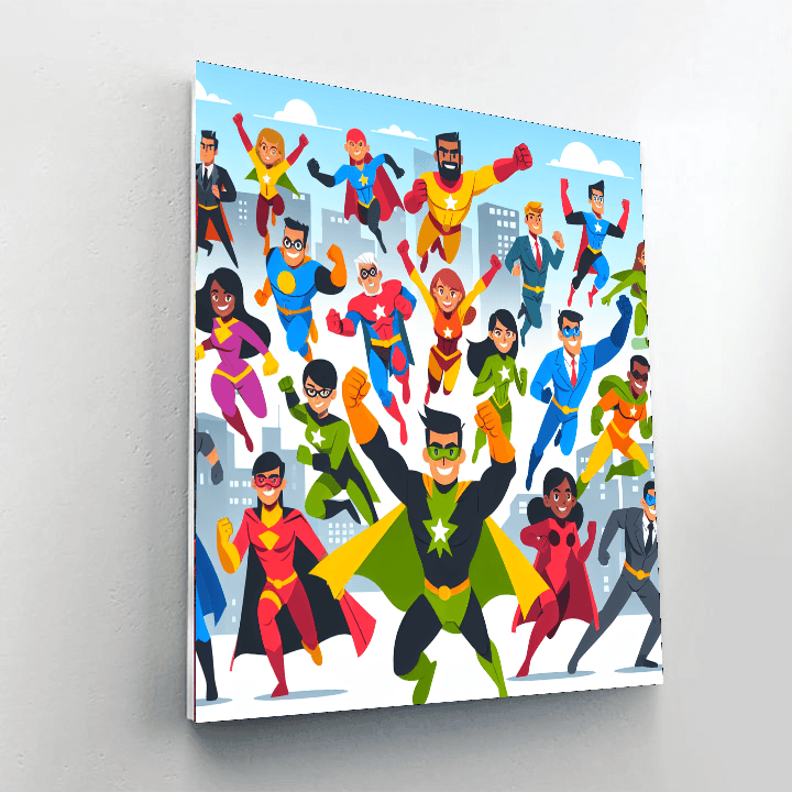 Dynamic Action Heroes Painting Number Kit
