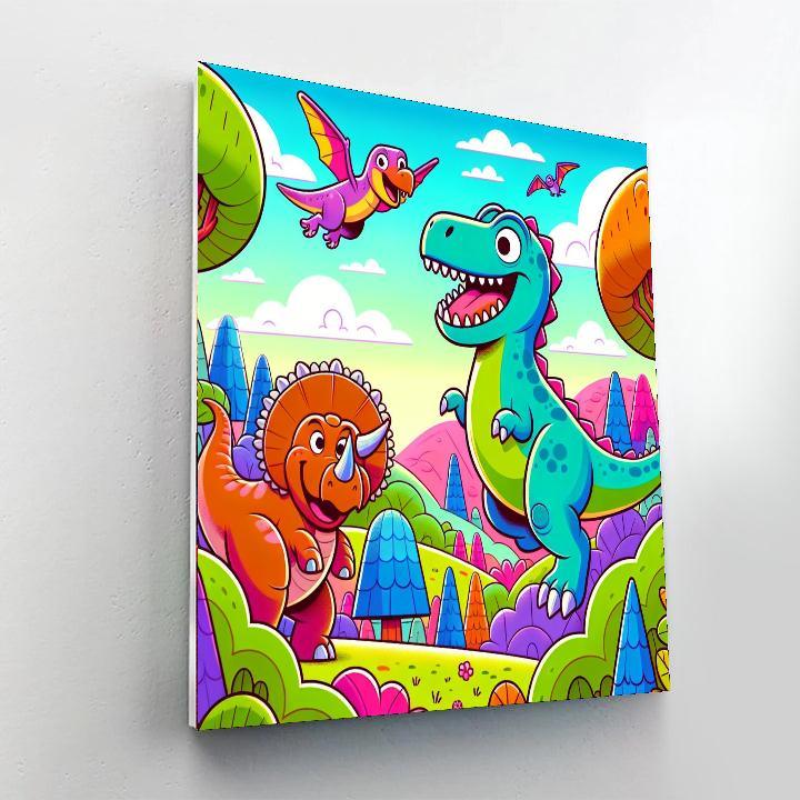 Friendly Dinosaur Land Paint By Numbers Art