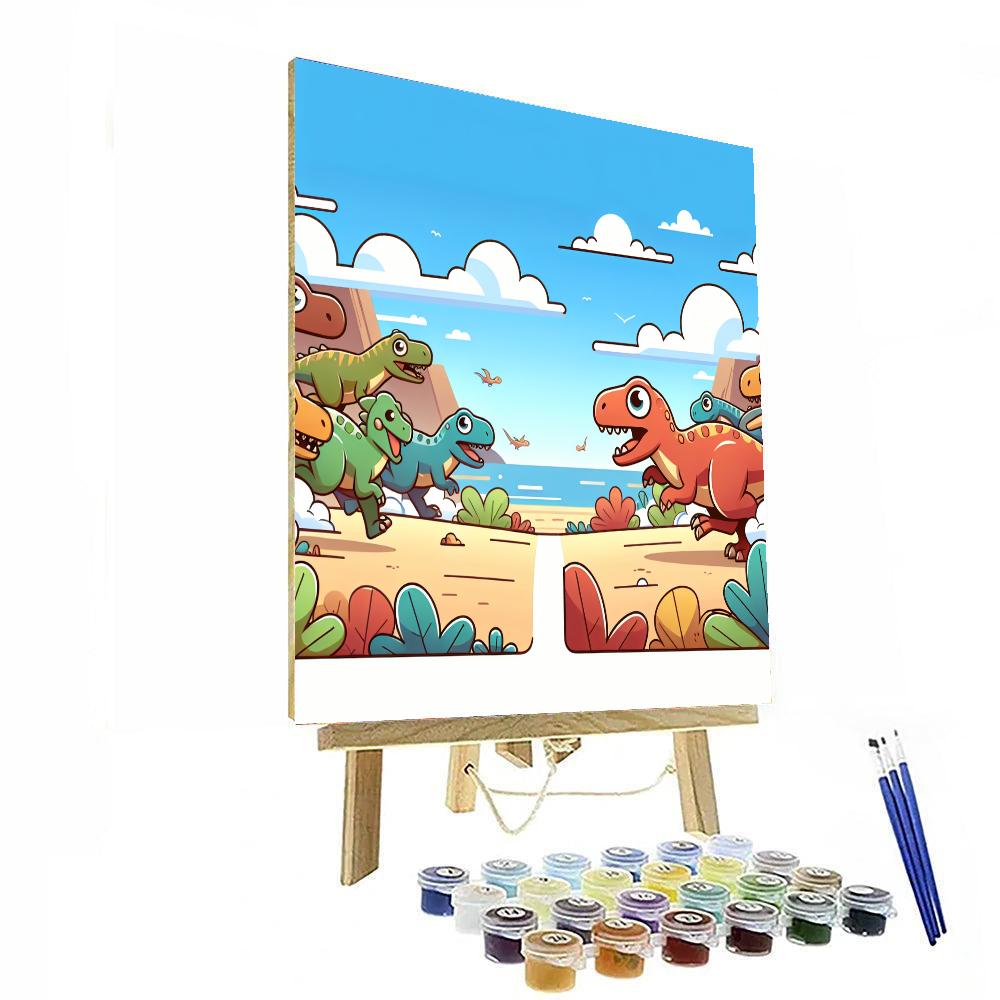 Adventurous Dino Race Painting By Numbers Kit