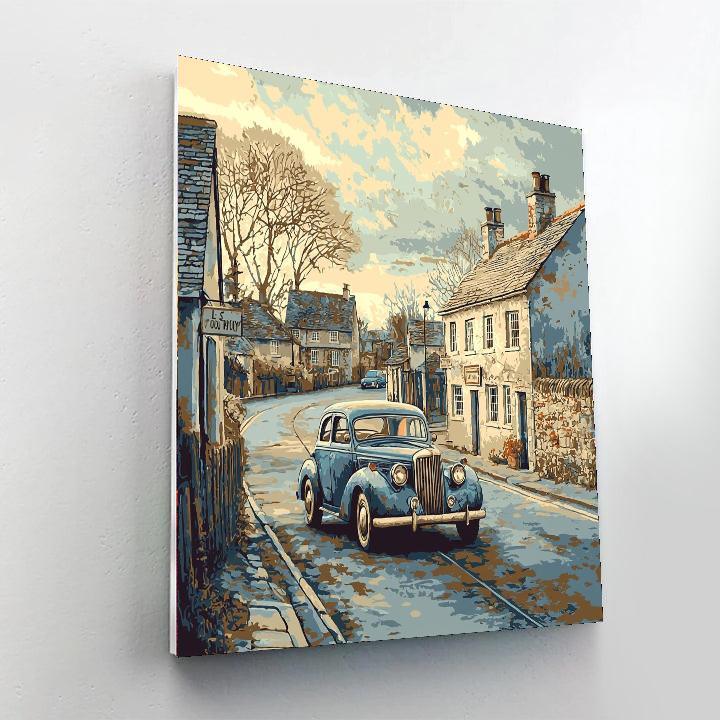 L.S. Lowry Inspired Vintage Auto Enthusiast  Paint By Numbers