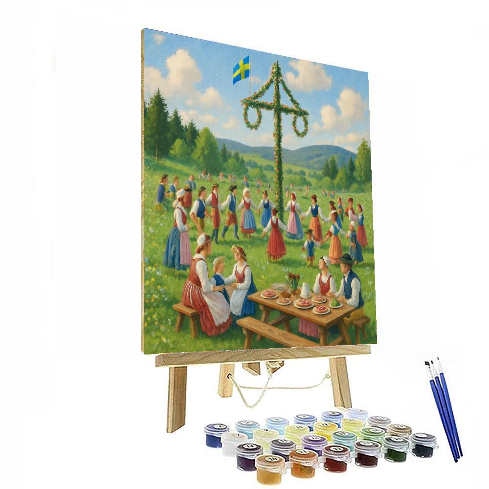 Midsummer Celebrations - Dalarna Paint By Numbers Art