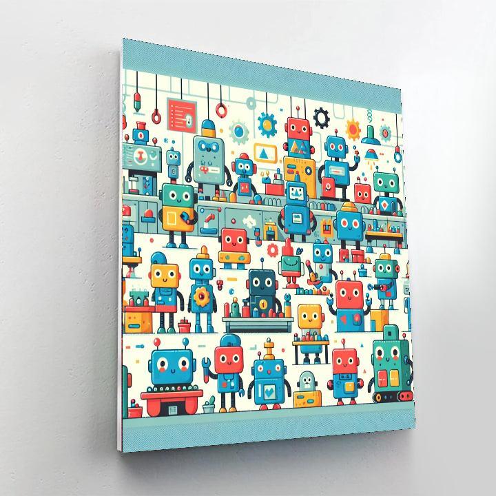Adventures With Friendly Robots Painting By Numbers Kit