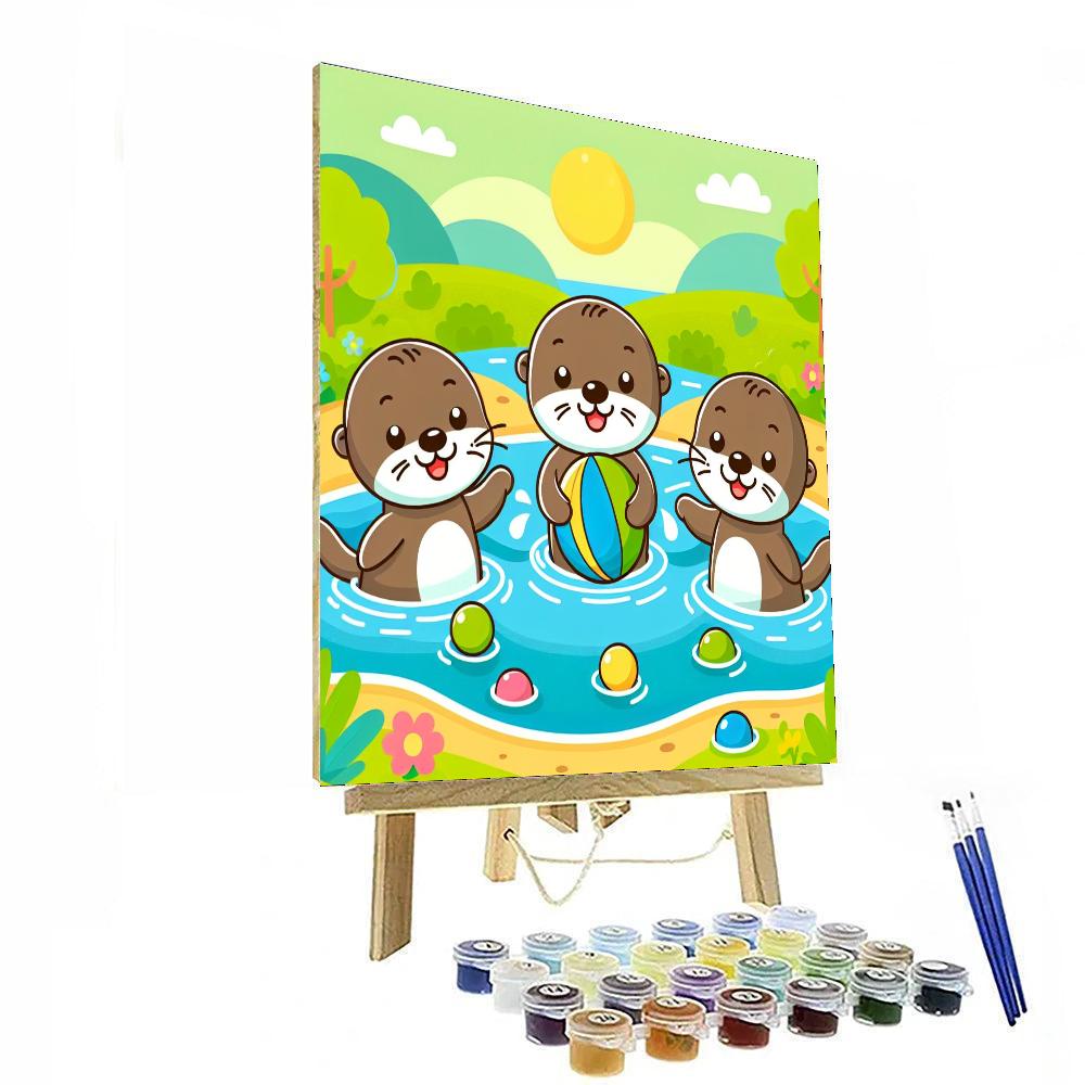 Playful Otters Paint By Numbers Art