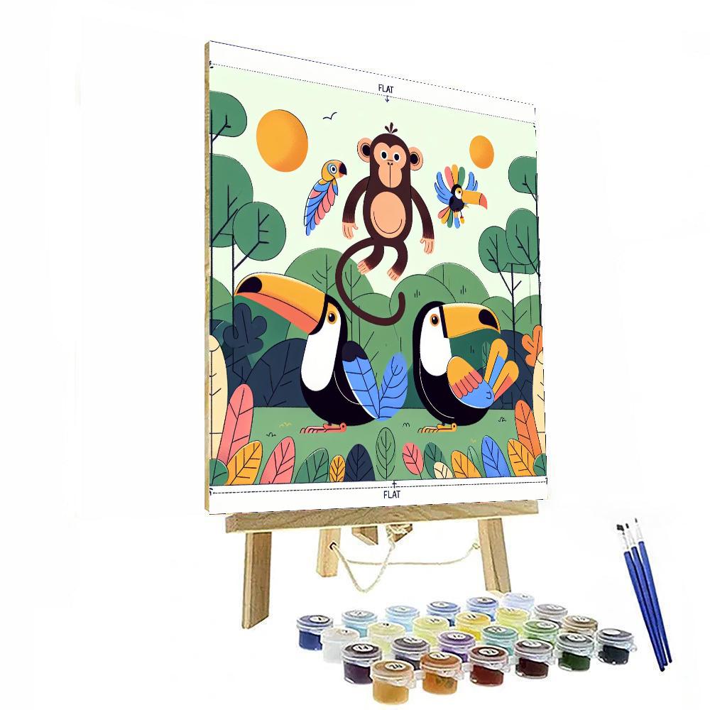 Quirky Jungle Animals Painting By Numbers Kit