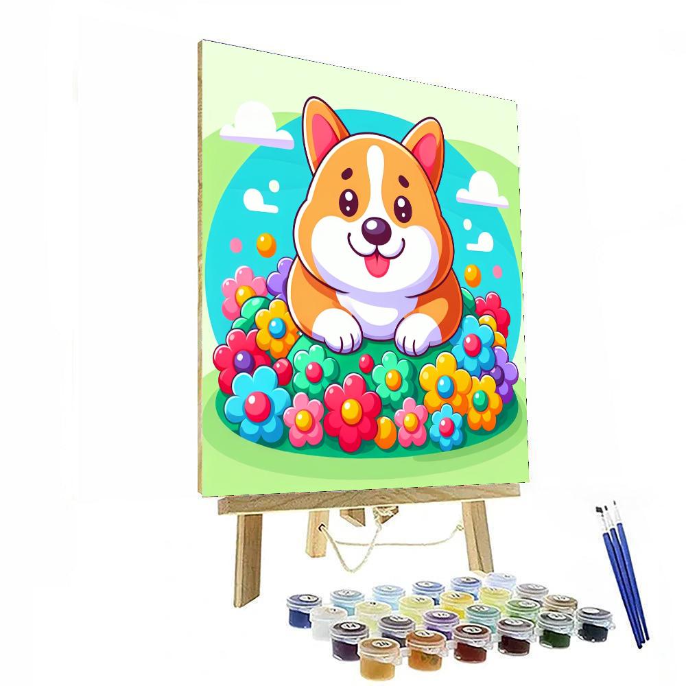 Cheerful Corgi Paint By Color